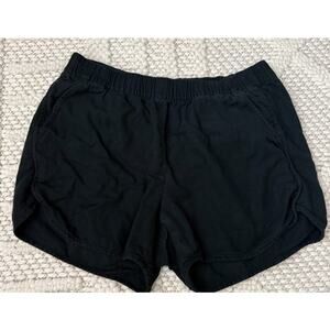Womens Madewell Pull On Black Linen Short Size XS